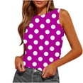 thumbnail image 1 of Plebaso Débardeurs d'Été pour Femmes Slim Imprimé Sans Manches Col Rond Tee-Shirts Froncés Blouses Décontractées pour Femmes, 1 of 4
