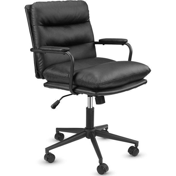 AMERROBIL White Office Desk Chair with Wheels/Armrests Modern PU