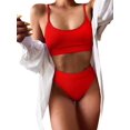 thumbnail image 1 of Ensemble Bikini String Taille Haute Côtelé 2 Pcs pour Femmes, 1 of 4