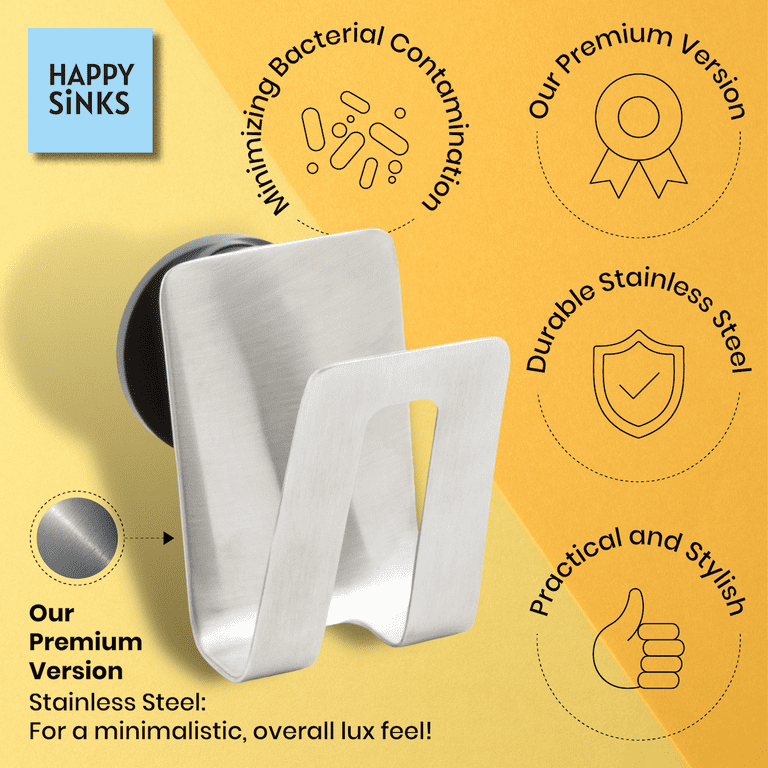 Happy Sinks Magnetic Sponge Holder for Sinks, Black or Stainless