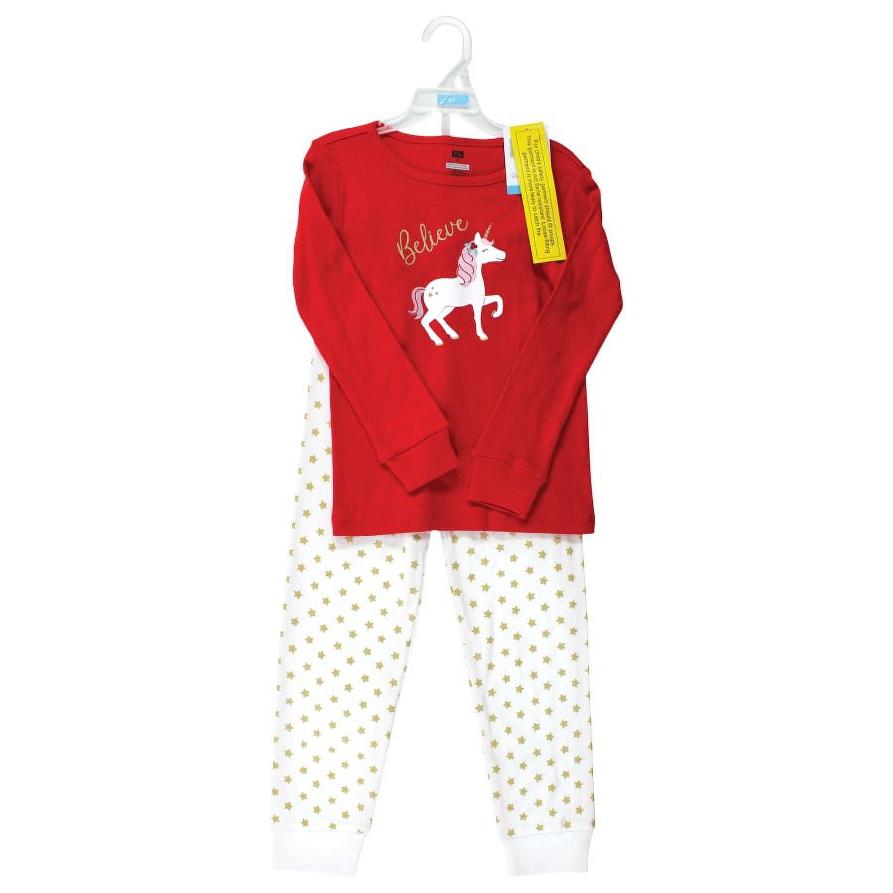 Hudson Baby Toddler Girl Cotton Pajama Set, Christmas Unicorn, 3 Toddler