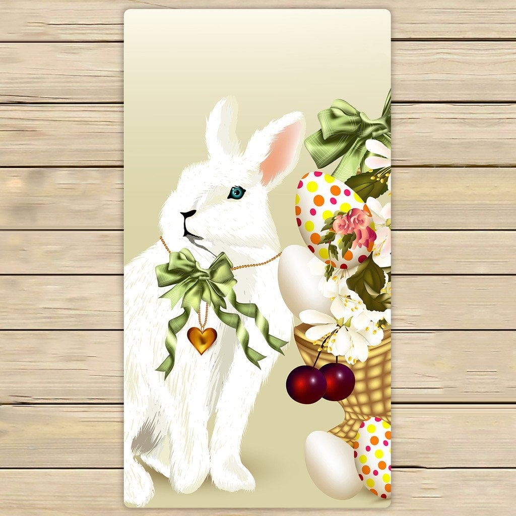 GCKG Happy Easter Rabbit and Eggs Hand Towel,Spa Towel,Beach Bath