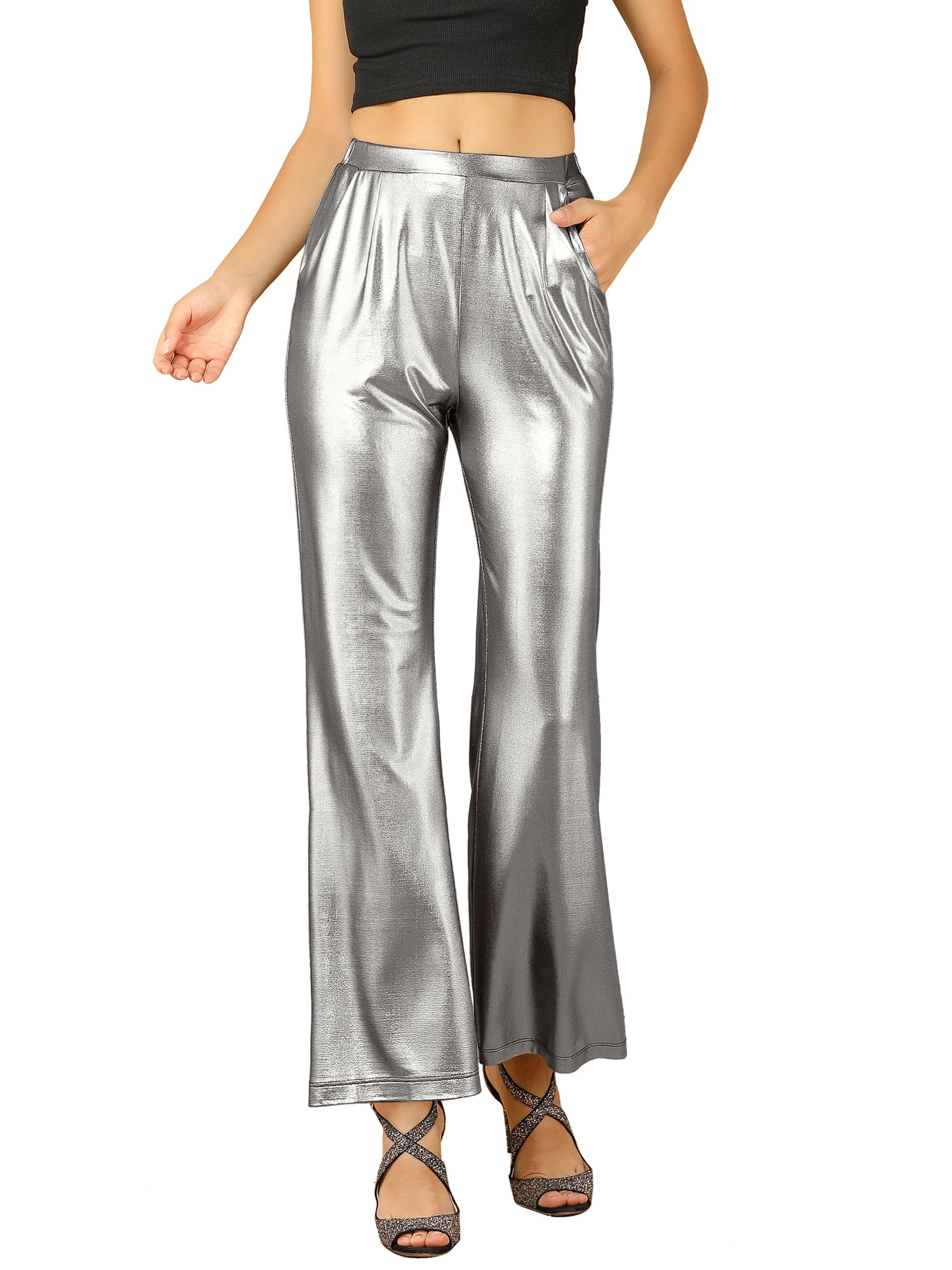 metallic flare pants