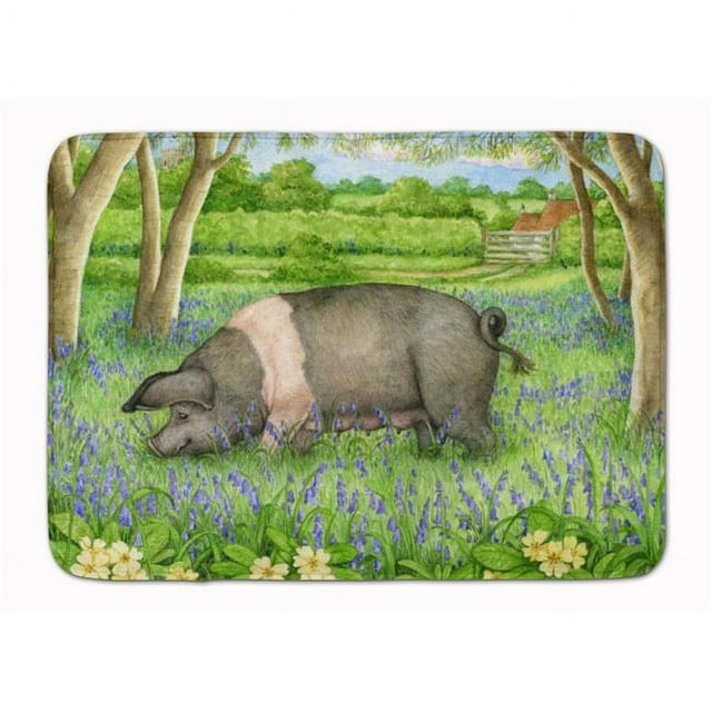 Carolines Treasures CDCO0377RUG Pig in Bluebells by Debbie Cook Machine Washable Memory Foam Mat