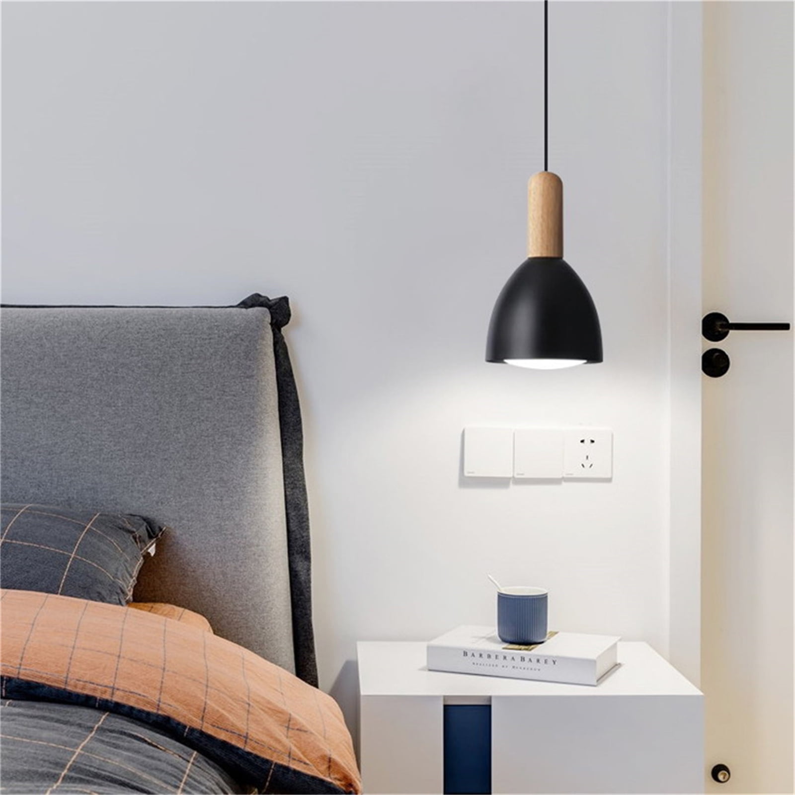 JLOWCO Modern Adjustable Height H Track Pendant Lighting for Kitchen Island 3 Pack Light Fixture Dining RoomPendant Lights Kitchen Island Black Farmhouse (LED Bulb Include)