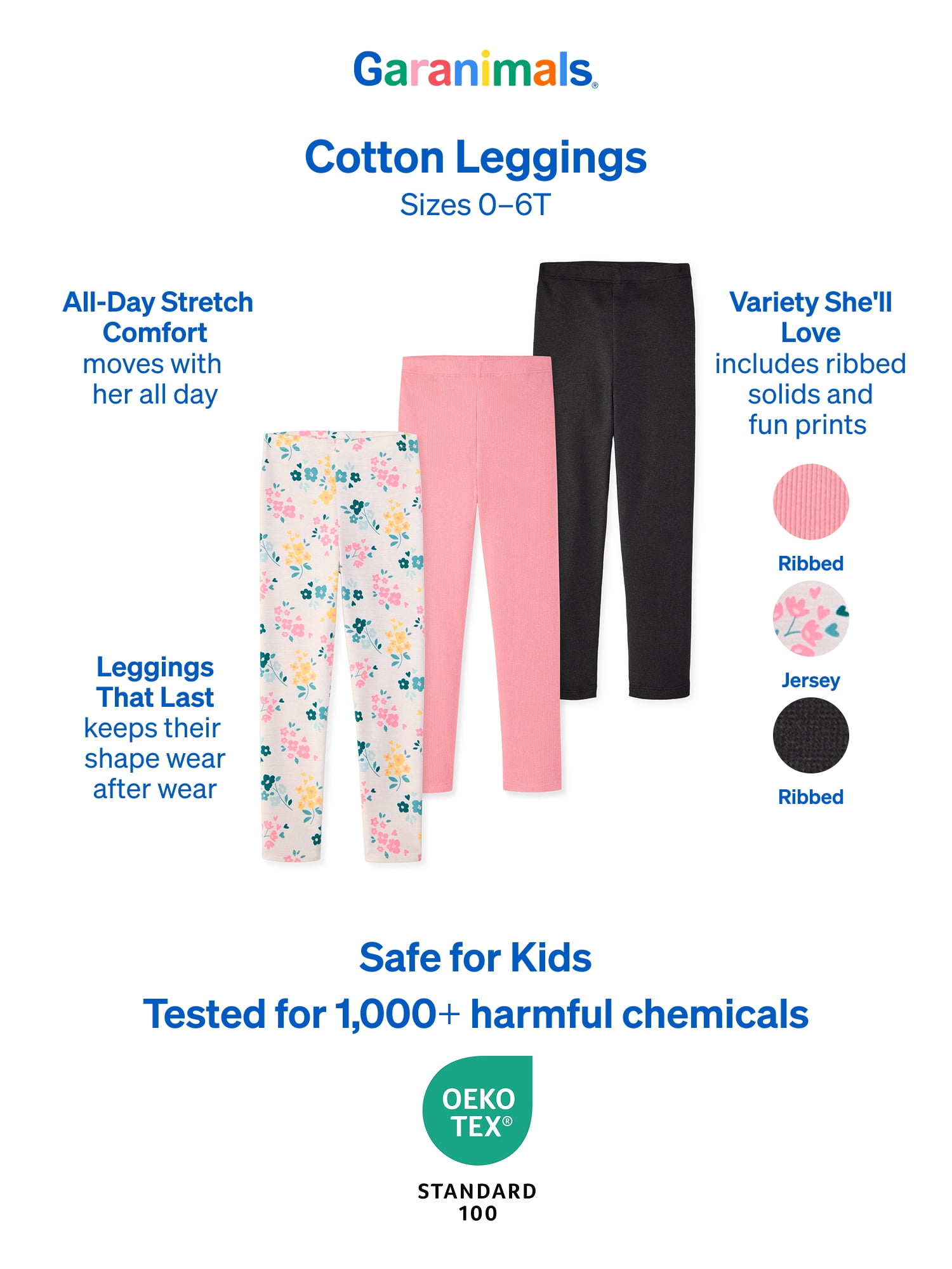 Garanimals Baby & Toddler Girls Leggings, Single & 3-Pack, Sizes 0-6T