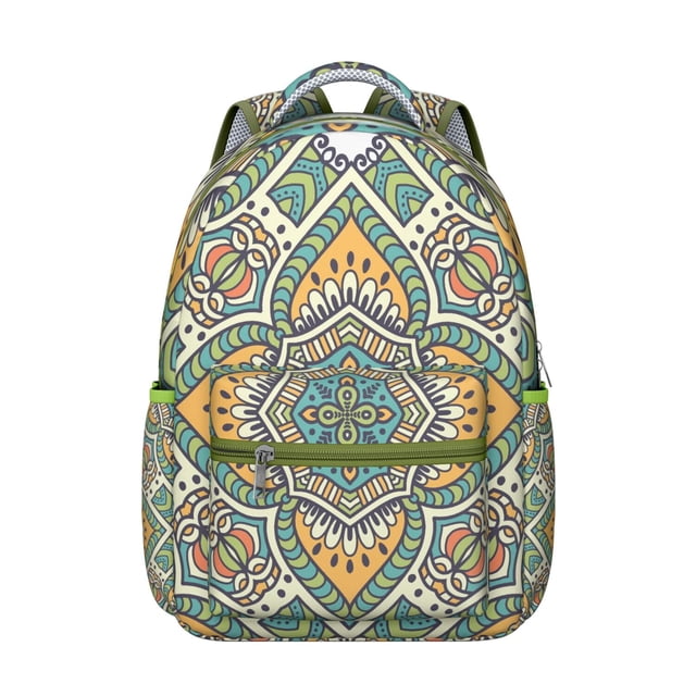 Ornament Mandala Print Students’s Backpack Comfortable and Wear-Resistant School Bag with Bohemian and Abstract Psychedelic Design