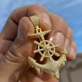 thumbnail image 2 of Ships Anchor Drip Iced CZ Pendant Gold Plated over Real 925 Sterling Silver, 2 of 6