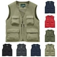 thumbnail image 4 of ZQUUVOU Men's Sports Utility Vest Solid Color V-neck Cargo Vest with Multi-Pocket Sleeveless Outdoor Jacket Lightweight Red, 4 of 4