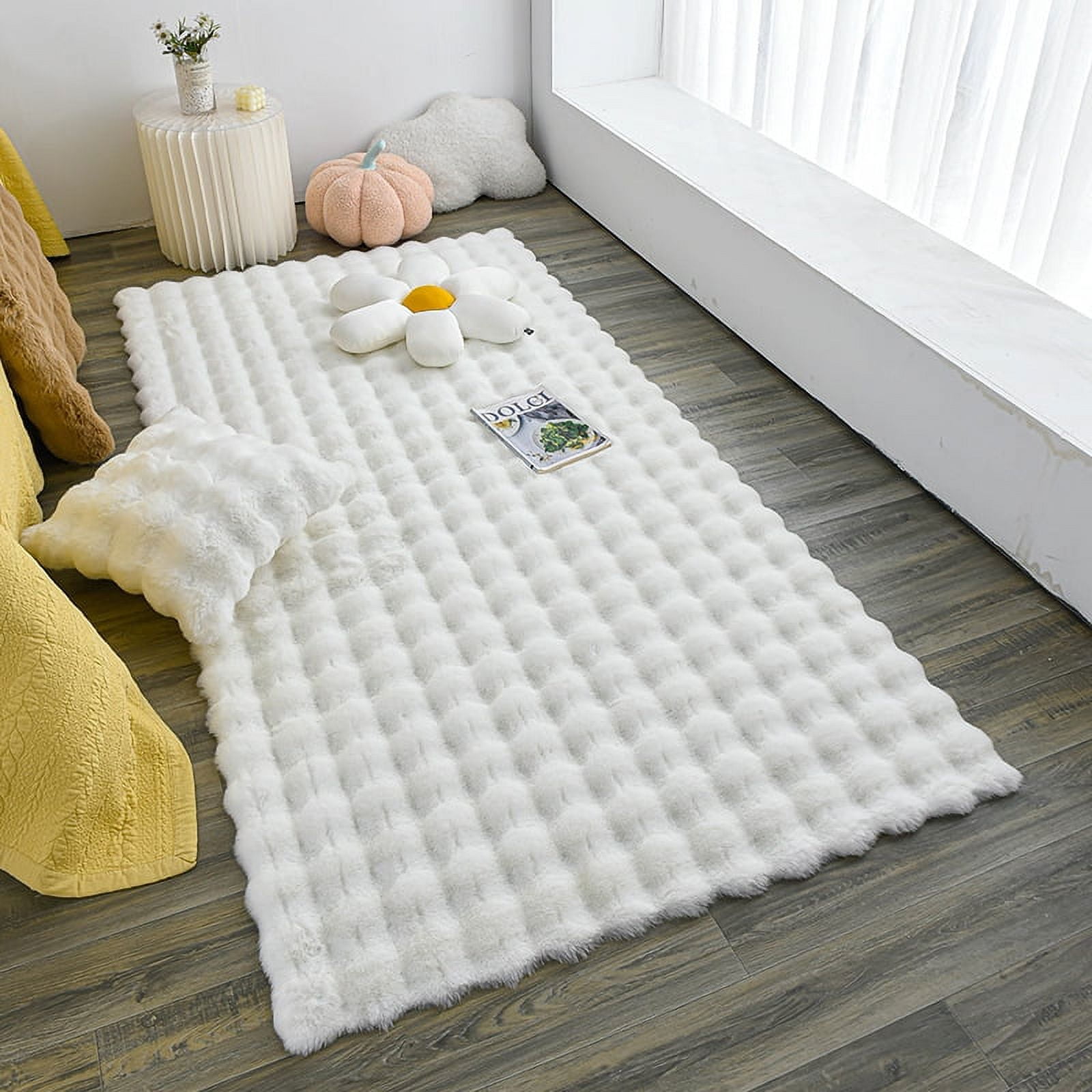 Zhuge Solid Color Plush Table Runner,Faux Sheepskin Decorative