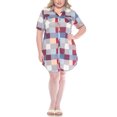 thumbnail image 2 of White Mark Short Sleeve Plaid Button-Down Dress, Women's Plus, 1X-3X, 2 of 6