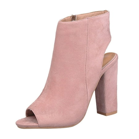 DVKOVI Cute Boots Short Cowboy Boots for Women Women s Sandals Fish Heel Thick Zipper Mouth Heel High Fashion Shoes Side Women s Sandals Ladies High Heel Boots Pink 38