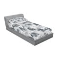 thumbnail image 2 of Ambesonne Grey Fitted Sheet & Pillow Sham Set, Horse Royal Animal Retro, Twin, Grey White, 2 of 2