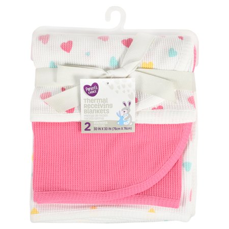 Parents Choice Thermal Receiving Blankets, Pink, 2 Pack