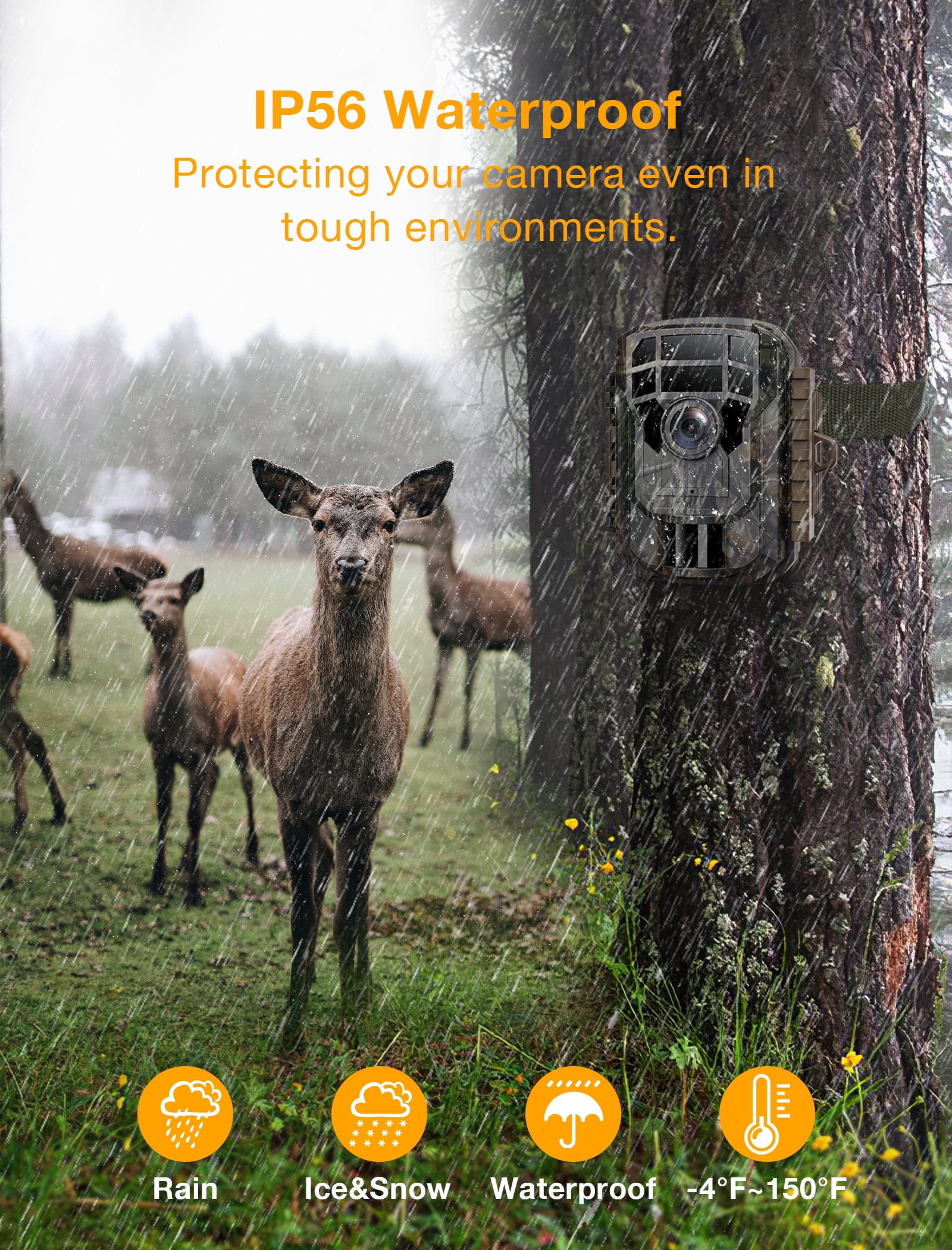 CAMPARK Trail Camera 36MP 2K Game Hunting Camera with  Night Vision Motion Activated Waterproof 120°Wide-Angle Trail Cam for Wildlife Monitoring