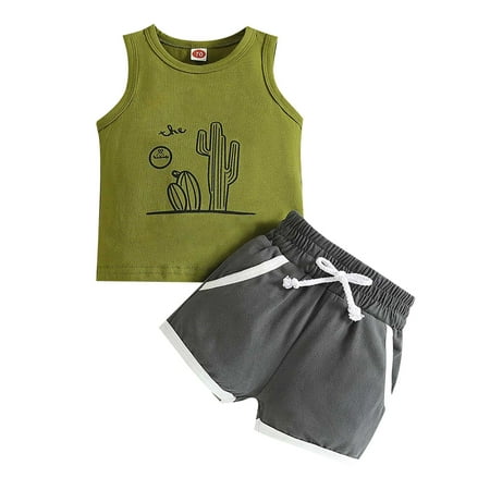

NIUREDLTD Summer Children s Clothes Baby Printed Vest Color Matching Shorts Set For 0 To 3 Years Old Size 100