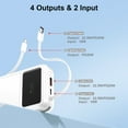 thumbnail image 3 of Yoobao Mini Power Bank PD20W Fast Charging with LED Display, 10000mAh USB-C in&Out Portable Charger with Built-in 2 Cables, 4 Outputs Travel Battery Pack for iPhone 16 15 Samsung iPad, White, 3 of 10