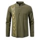 thumbnail image 2 of Blusa y camisa de manga larga con cuello alto para hombre, informal, a la moda, con botones estampados, de poliéster, 2 of 8