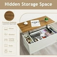 thumbnail image 5 of DreamCurship 48" Farmhouse Lift Top Coffee Table with Storage, Wooden Center Coffee Table for Living Room, Coffee Table with Sliding Barn Door, Hidden Compartmen，White, 5 of 6