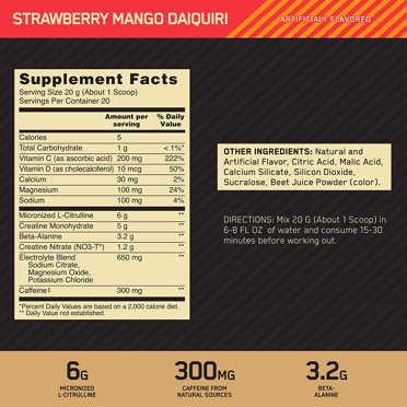 Optimum Nutrition Gold Standard Pre-Workout – Strawberry Mango Daiquiri, 14.1 Oz