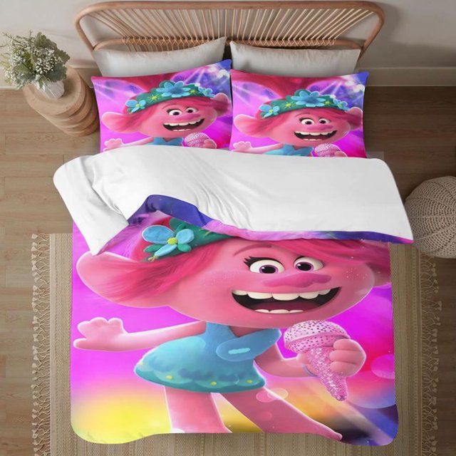 Juego de cama con dibujos animados de la colección Tolls, bonito juego de cama para niños y niñas, regalo de Navidad (1 funda de edredón y 2 fundas de almohada)