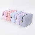 thumbnail image 3 of Aspire Seersucker Stripe Makeup Bag with Metallic Zipper Closure, Large Travel Cosmetic Bag-Green, 3 of 7