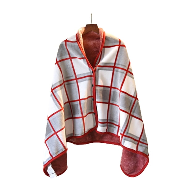 Inteprter Manta de poliéster para invierno y otoño, portátil, plegable, de repuesto, reutilizable, Rectangular, térmica, cálida, para mantener el Suministros térmicos Rojo Blanco Tipo 1 Inteprter HA071591-02