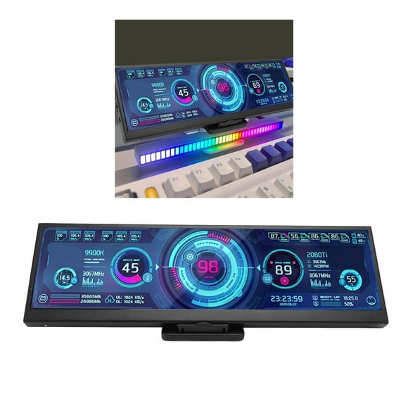 Portable Monitor, Monitor Secondary Screen Mini HD Multimedia Interface 12.6 Inch 1920x550 for Computer