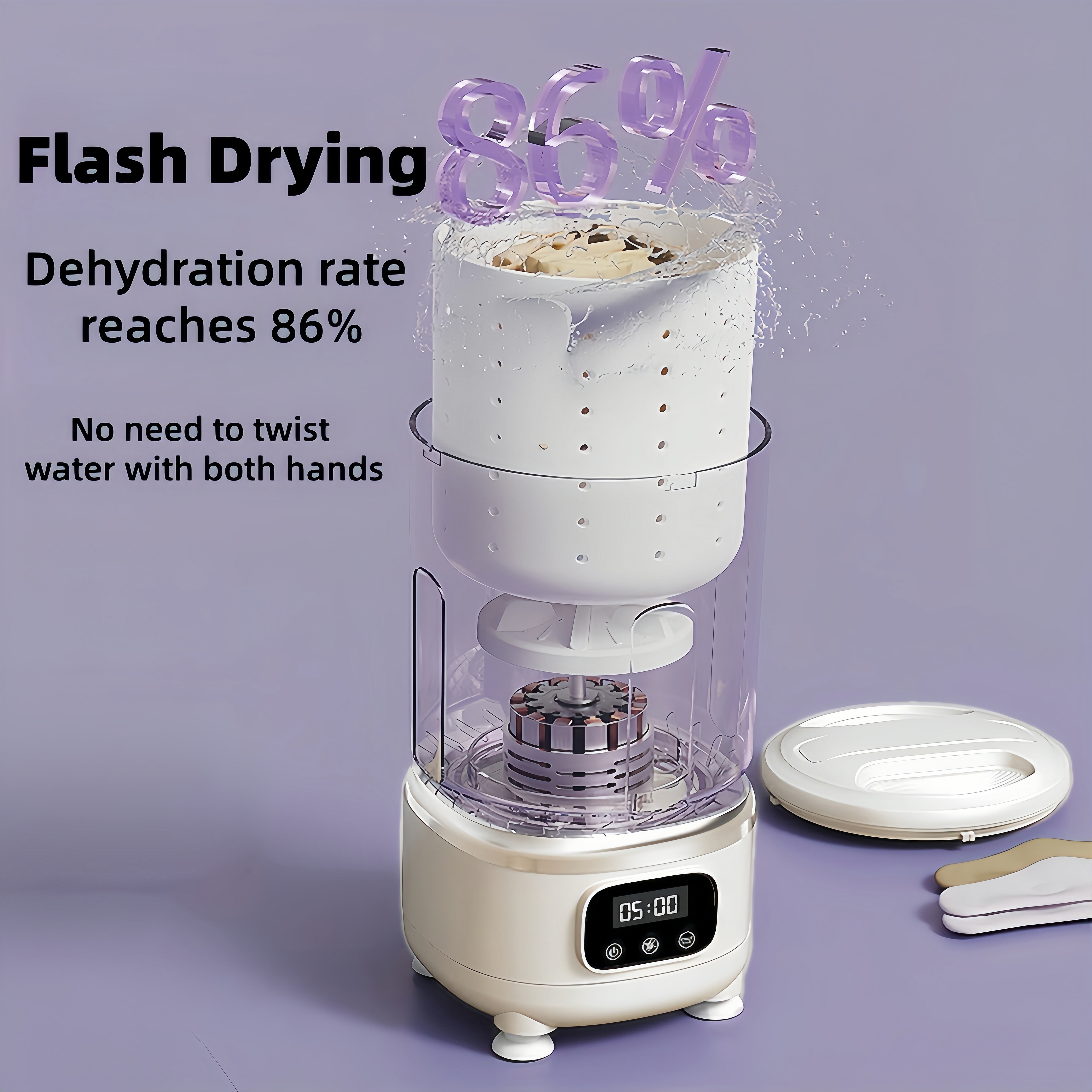 KYFIU Portable Mini Washing Machine, Underwear Washing Machine for Bra, Underwear, Socks, Rechargeable Washing Machine & Dryer Sets for Apartment, Dorm, Hotel, RV, Travel & Camping, Beige