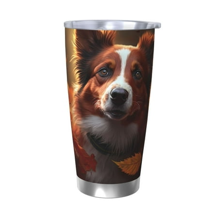 

Zeuib Cute Maple Leaf Puppy Printed 20oz Stainless Steel Insulated Car Cup Stainless Steel Thermal Cup Vacuum Insulated Leak-proof Travel Mug Cup-Without Straw