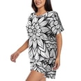 thumbnail image 2 of Lsque Mandala Floral Line Art Women's Short-Sleeved Pajama Set - 2 Piece Soft and Lightweight Sleepwear Set-Medium, 2 of 9