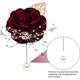 thumbnail image 3 of Rojo - 2 piezas de ramilletes de muñeca Ramillete de boda Pulsera de perlas Diamante de imitación Rosa roja Ramillete de muñeca de flores artificiales Pulsera de boda de flores de dama de honor, 3 of 5