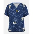 thumbnail image 3 of Camiseta de mujer, uniforme de enfermera, adorable estampado de dibujos animados de Snoopy y Charlie Brown, cuello en V, bolsillo, ropa de trabajo médica, uniforme de enfermera, tops, 3 of 5