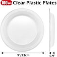 thumbnail image 2 of 100 Count Clear Plastic Plates 9 Inch Washable & Reusable，Dessert Plates Disposable Cake Plates Disposable Clear Plates For Party Weddings and Events, 2 of 3