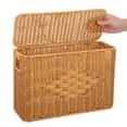 thumbnail image 5 of Mobestech Handwoven Tall Narrow Woven Basket with Lid for Kitchen and Home Storage, 5 of 6