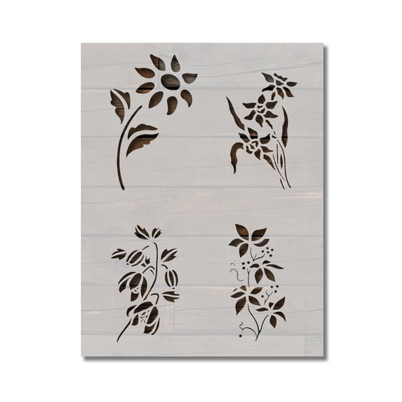 Flowers Floral Roses Flower Pattern Stencil Template Reusable 8.5 x 11 for Painting on Walls, Wood, Etc. By Stencilville
