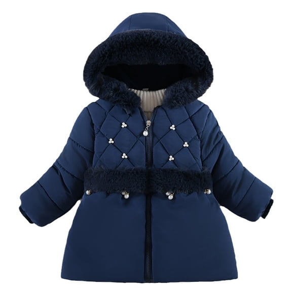 Beautyzll 1-5T Baby Girls Winter Down Jacket Coat for Kids Toddler Padded Cotton Fleece Coat with Hoodie