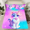 thumbnail image 2 of jejeloiu Kawaii Cat Bed Sheets,Cartoon Cute Kitten King Sheets,Colorful Ombre Effects Sheet Set For Girls Kids,Microfiber Bedroom Decor,4 Pieces, 2 of 7