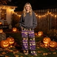 thumbnail image 2 of QWKLEAJ Halloween Pajama Pants Women Loose Fit Lounge Pants Pumpkin Cat Print Sleepwear Elastic Waist Casual Home Trousers Party Bottoms Long Pyjamas Comfy Loungewear Holiday Themed Nightwear, 2 of 6