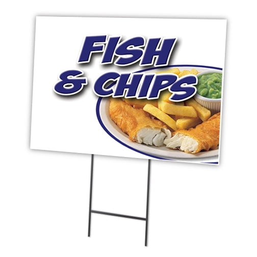 SignMission C-2436 Fish & Chips 24 x 36 in. Fish & Chips Yard Sign & Stake