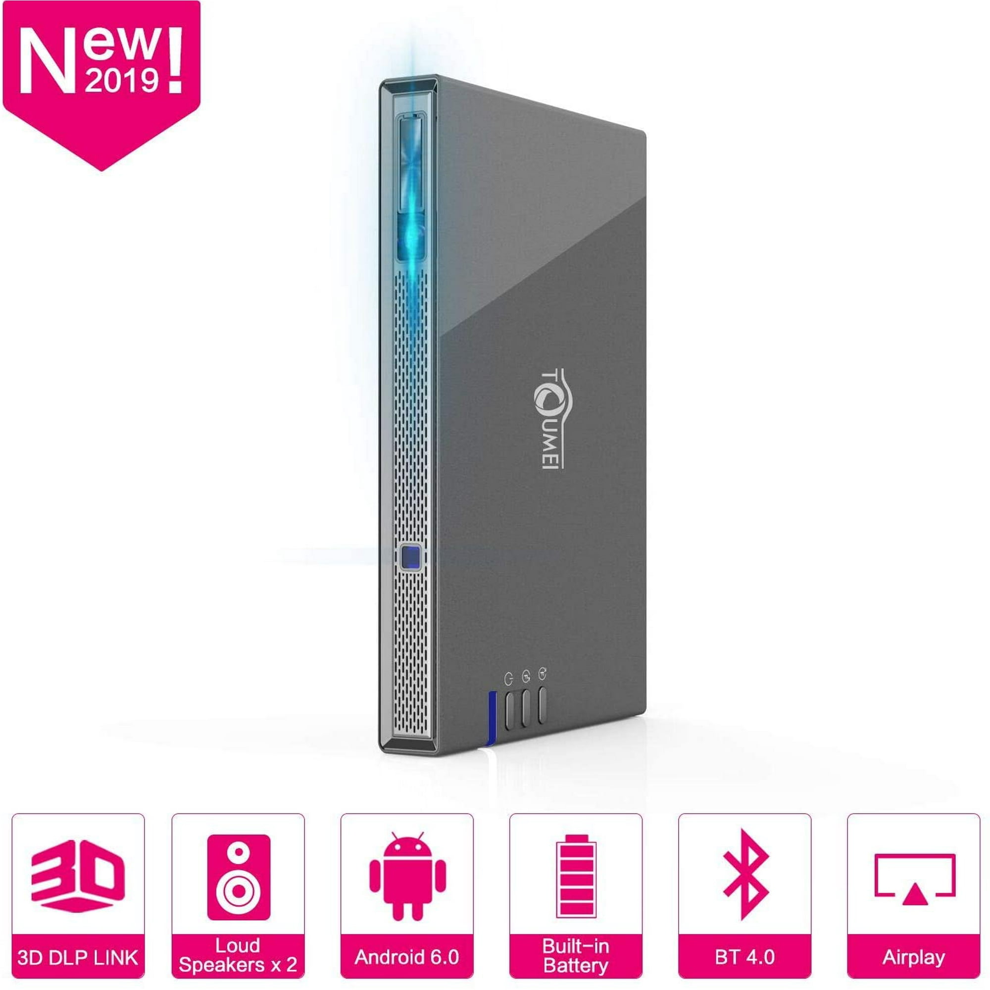 Portable 3d Mini Projector Toumei T5 19 New Upgrade Android 6 0 Video Projector 3d Dlp Link 2400 Lumen Built In Walmart Canada