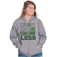thumbnail image 3 of U Me Consume Less Waste Earth Day Unisex Fleece Graphic Zip Up Hoodie Brisco Brands 2X, 3 of 5