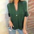 thumbnail image 3 of Yigetop Short Sleeve Cardigan Hollow V Neck Single Button Loose Short Sleeves Cardigan Y2K Cardigan Green 3XL, 3 of 5