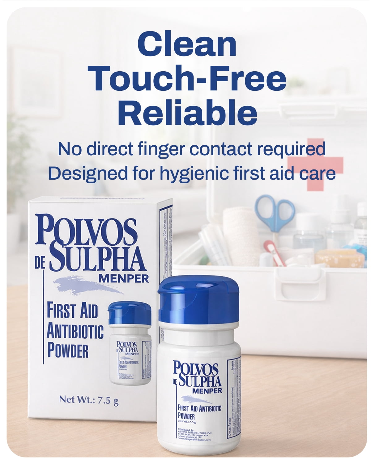 Polvos de Sulpha First Aid Antibiotic Powder for Cuts, Burns, and Infection Care, 7.5 grams, 2 pack
