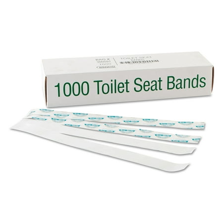 Bagcraft Sani/Shield Printed Toilet Seat Band, Paper, Blue/White, 16