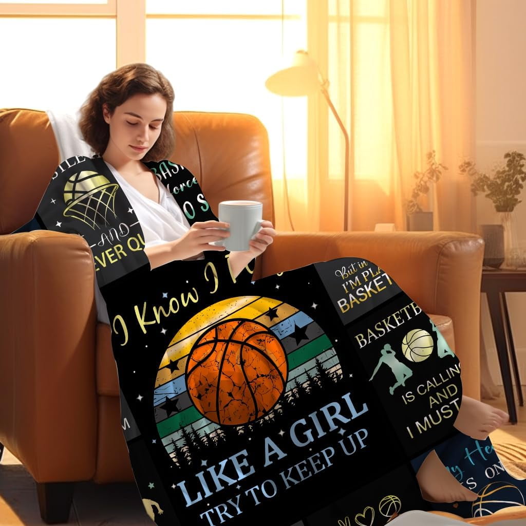 Basketball Blanket Basketball Gifts for Boys Girls Teens,Cool Basketball Stuff Accessories,Best Basketball Coach Team Gifts for Basketball Lover Basketball Players 50"X40"