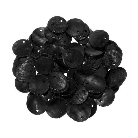 Uxcell 65Pcs Capiz Shells, 1.5cm/0.6" Round Black Shells with 2 Holes for Seashell Wind Chimes Curtain Shell Garland DIY Jewelry Craft Wedding Home Decoration, Black