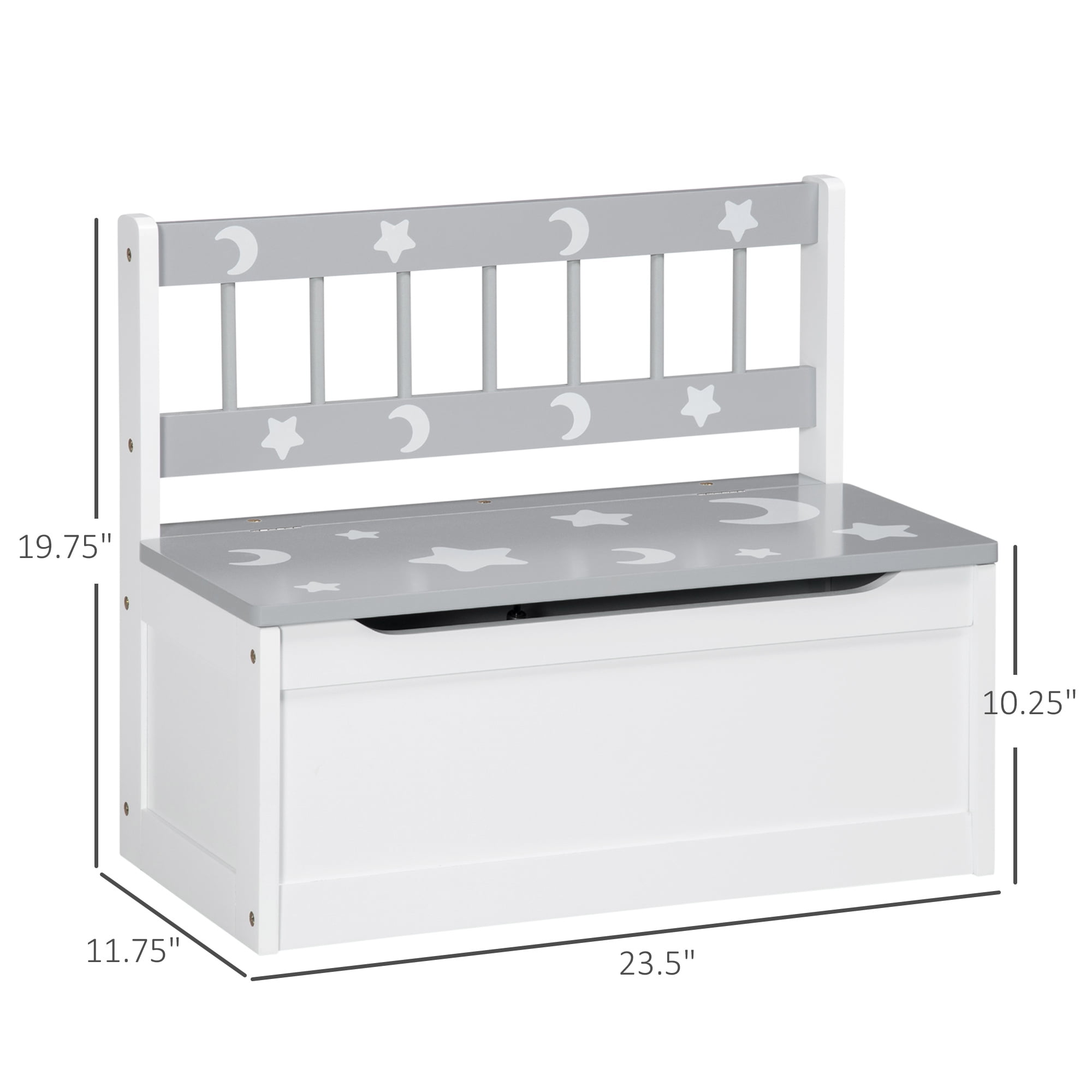 TOPCOMFY Kids Toy Box Storage Bench with Large Storage Interior for Kids Playroom, Gray