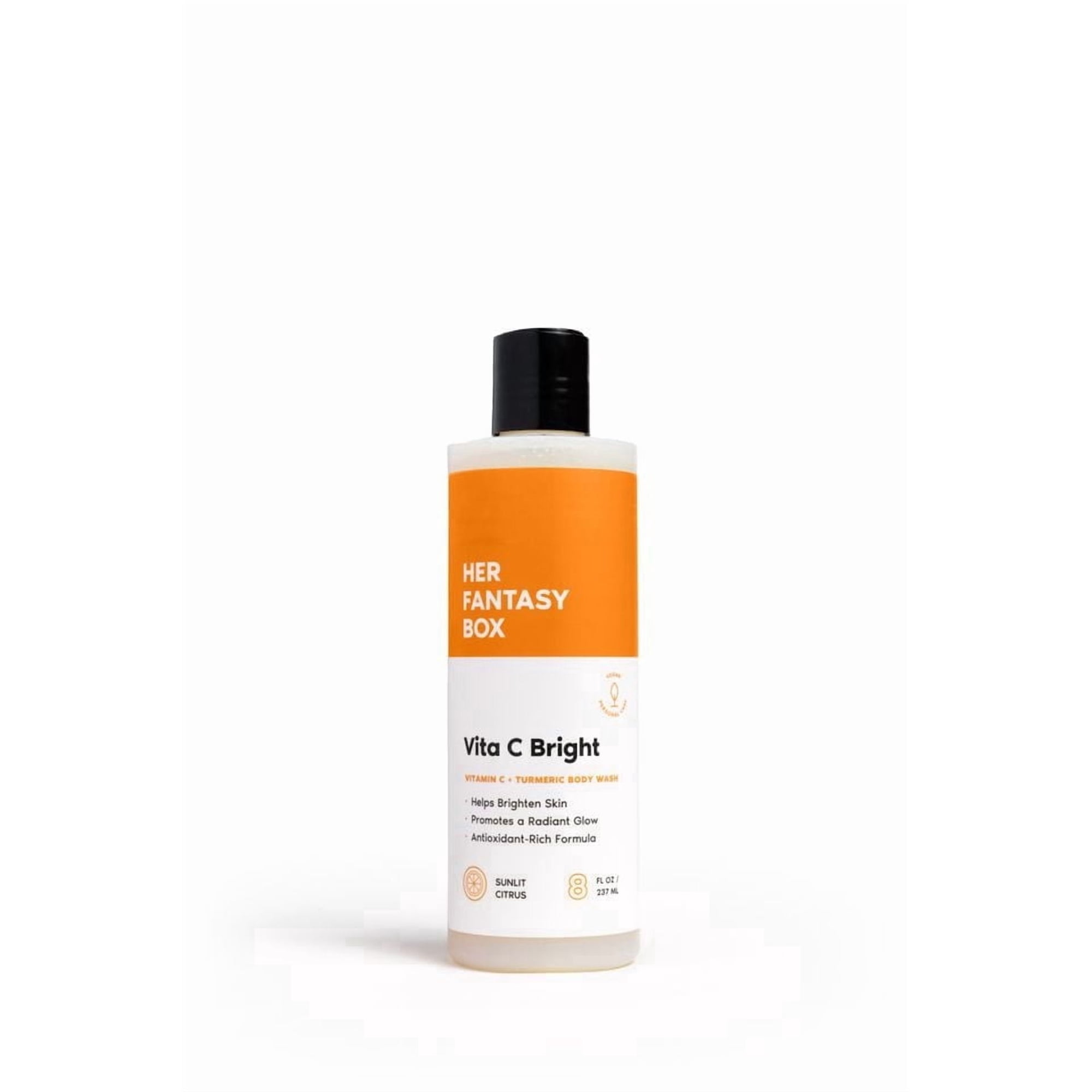 Her Fantasy Box | Vita C Bright Vitamin C Body Wash – Brightening & Radiance-Boosting Cleanser with Turmeric, Rosehip & Jojoba Oils, Vegan & pH Balanced, 8 oz
