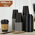 thumbnail image 3 of Lamosi Disposable Paper Cups with Lids 12 oz, To Go Hot Cups, Sleeve, Black 500 Count Insulated, 3 of 9